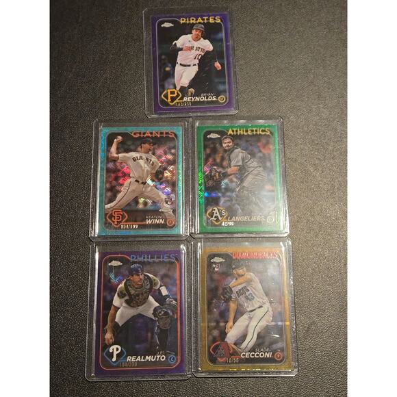 Topps Chrome 2024 Baseball MLB logo refractor Lot of 5 Cards All #'d - Picture 1 of 11